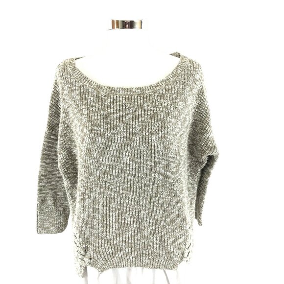 Express Sweaters - Express Womens Sweater Hi Lo Chunky Knit 3/4 Sleeve Gray Size S